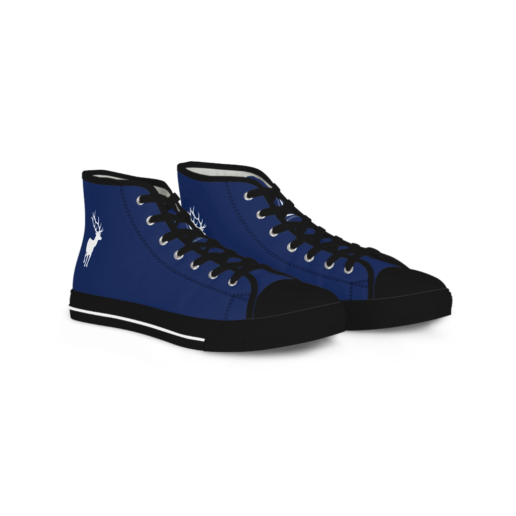 ZeLimited Male Elk Silhouette Men's High Top Sneakers (Navy Blue)