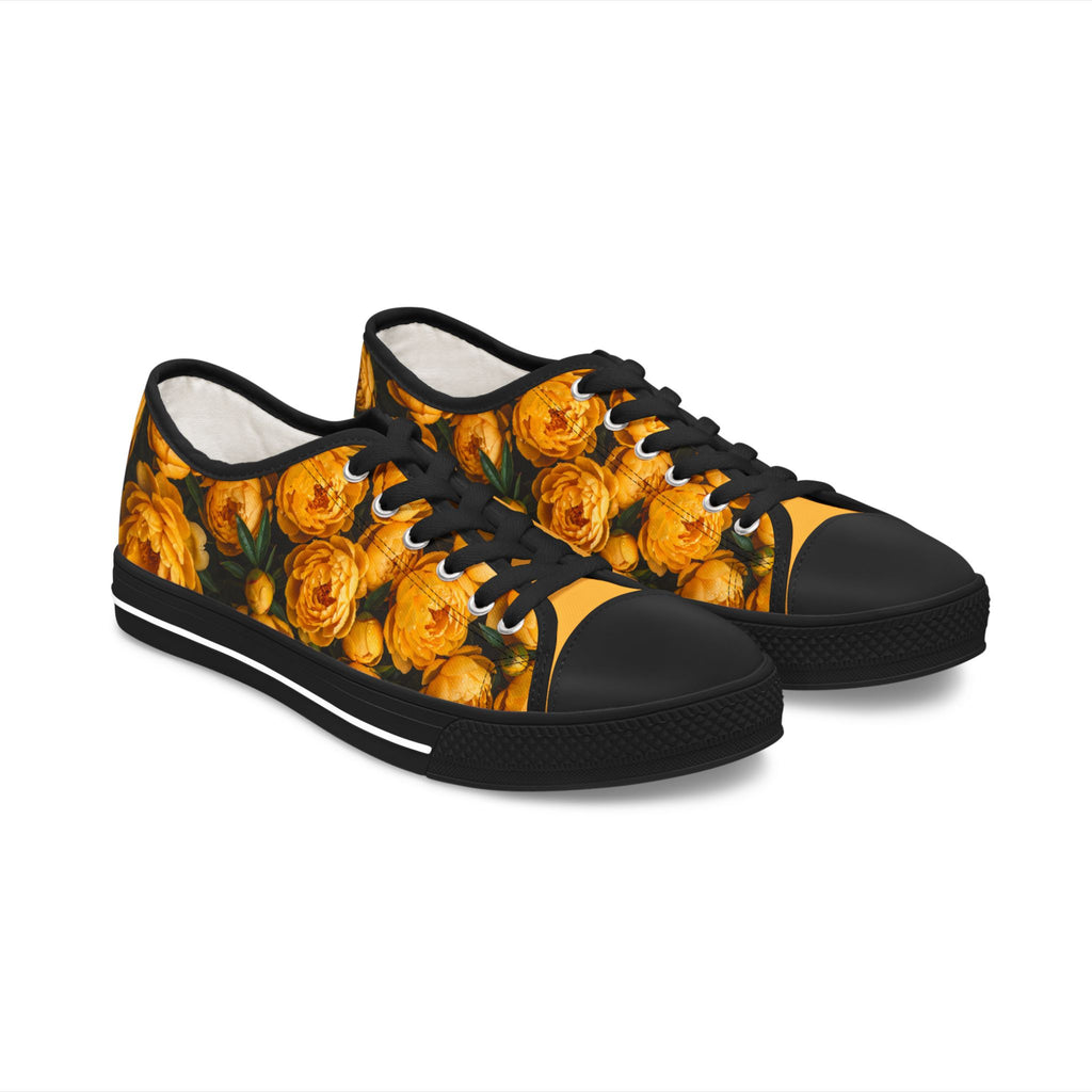 PARIZ Yellow Peonies Women's Low Top Sneakers