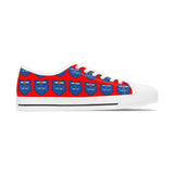 Blue Bear Women's Low Top Sneakers (Red Background)