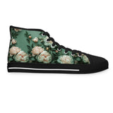 PARIZ Pale Blush and Creamy White Peonies Women's High Top Sneakers