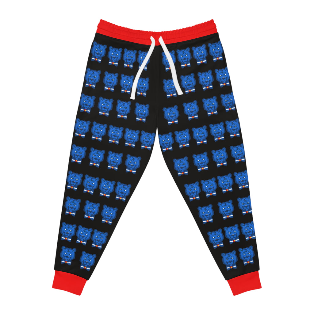ZeLimited Blue Bear Men's Athletic Joggers (Black with Red)
