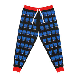 ZeLimited Blue Bear Men's Athletic Joggers (Black with Red)
