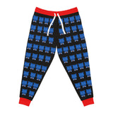 ZeLimited Blue Bear Men's Athletic Joggers (Black with Red)