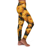 PARIZ Yellow Peonies Leggings (White Logo)