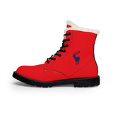ZeLimited Male Elk Silhouette Men's Fur-Lined Boots (Red 2)