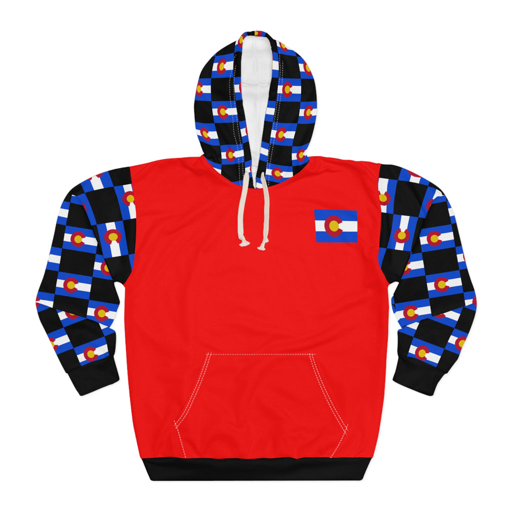 ZeLimited Colorado Checkered Flag Hoodie (Black with Red)