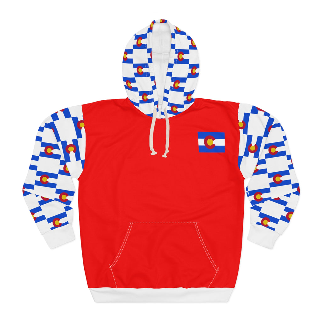 ZeLimited Colorado Checkered Flag Hoodie (White with Red)