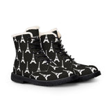 PARIZ Eiffel Tower Men's Fur-Lined Leather Boots (Black with White)
