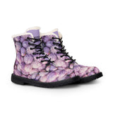 PARIZ Lavender Peonies Women's Fur-Lined Leather Boots