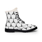 PARIZ Eiffel Tower Men's Fur-Lined Leather Boots (White with Black)