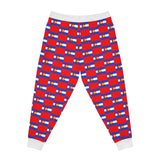ZeLimited Colorado Checkered Flag Athletic Joggers (White with red)