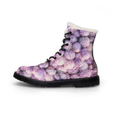 PARIZ Lavender Peonies Women's Fur-Lined Leather Boots