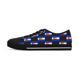 Checkered Colorado Flag Women's Low Top Sneakers (Black Background)