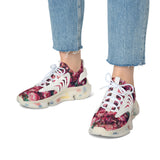 PARIZ Pink Peonies Women's Athletic Sneakers