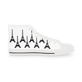 PARIZ Eiffel Tower Men's High Top Sneakers (White with Black)