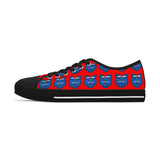 Blue Bear Women's Low Top Sneakers (Red Background)