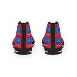 Blue Bear Men's High Top Sneakers (Red background)