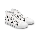PARIZ Eiffel Tower Women's High Top Sneakers (white with black)