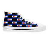 Colorado Checkered Flag Women's High Tops (black background)