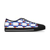 Checkered Colorado Flag Women's Low Top Sneakers (White Background)
