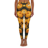 PARIZ Yellow Peonies Leggings (White Logo)