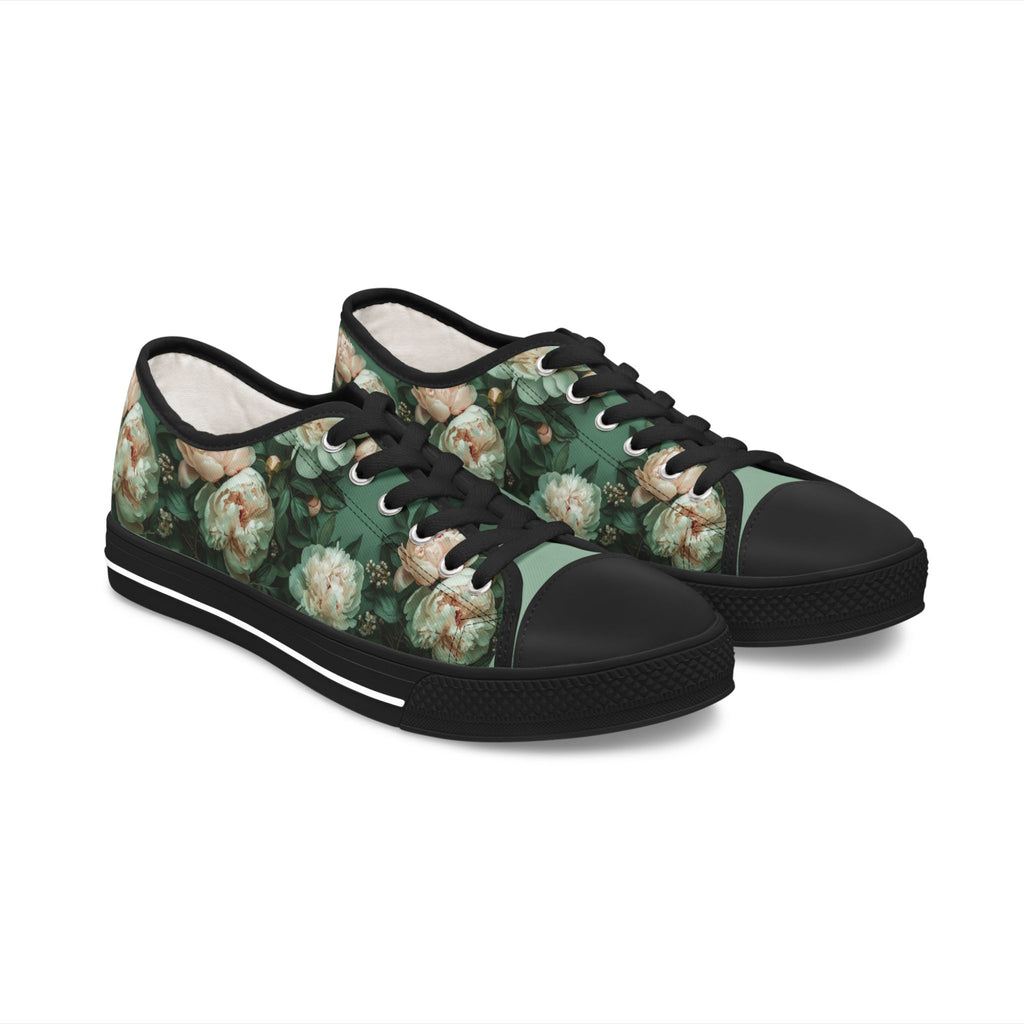 PARIZ Pale Blush and Creamy White Peonies Women's High Top Sneakers