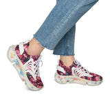 PARIZ Pink Peonies Women's Athletic Sneakers