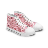 PARIZ Pastel Pink Peonies Women's High Top Sneakers