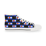 Colorado Checkered Flag Men's High Top Sneakers (black background)