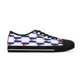 Checkered Colorado Flag Women's Low Top Sneakers (White Background)