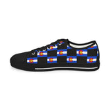 Colorado Checkered Flag Men's Low Top Sneakers (Black background)
