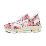 PARIZ Pastel Pink Peonies Women's Athletic Sneakers