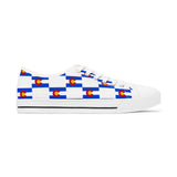 Colorado Checkered Flag Women's Low Tops (Red Background)