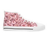 PARIZ Pastel Pink Peonies Women's High Top Sneakers