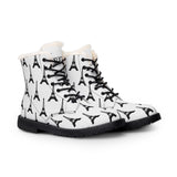 PARIZ Eiffel Tower Women's Fur-Lined Leather Boots (white with black)