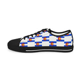 Colorado Checkered Flag Men's Low Tops (white background)