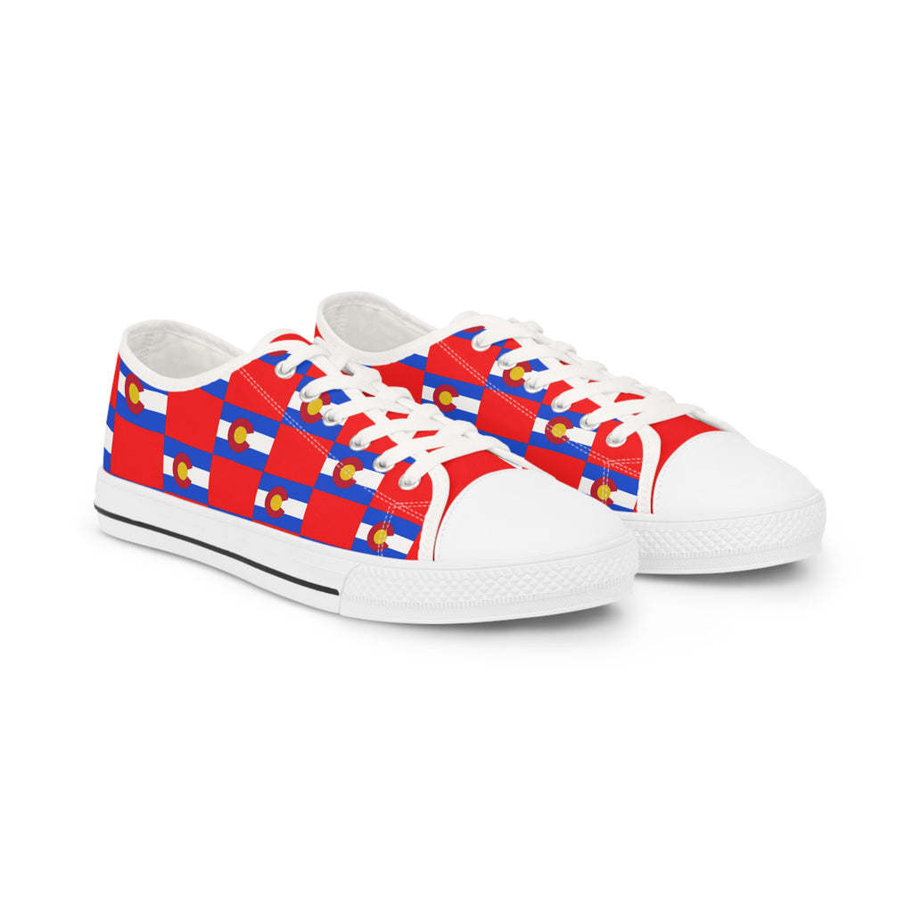 Colorado Checkered Flag Men's Low Tops (Black background)