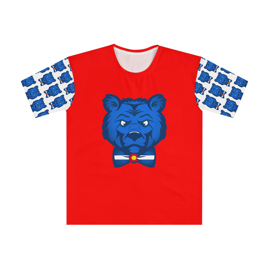 Blue Bear Men's Loose T-Shirt (White sleeve with red)