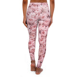 PARIZ Pastel Pink Peonies Leggings (white logo)