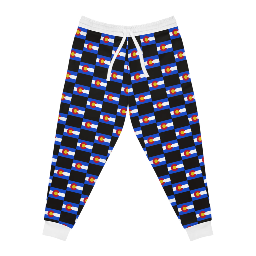 ZeLimited Colorado Checkered Flag Athletic Joggers (White with black)