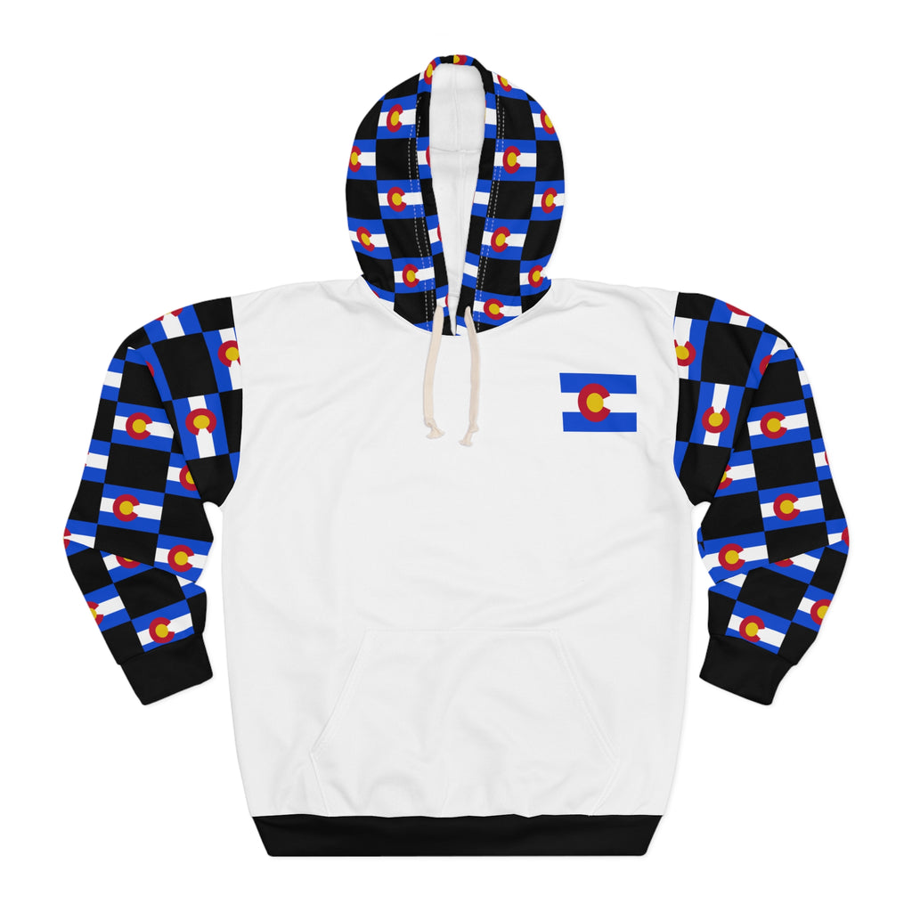 ZeLimited Colorado Checkered Flag Hoodie (Black with White)