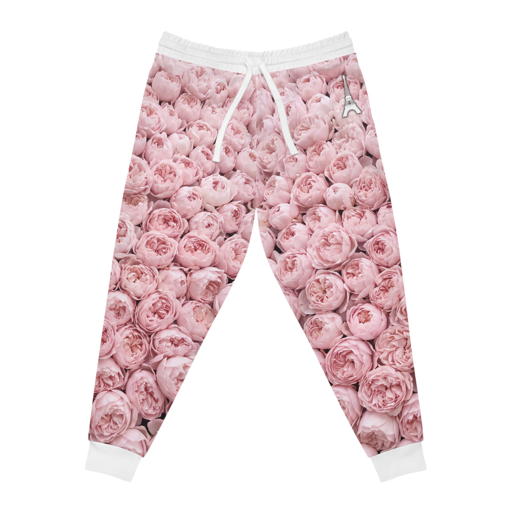 PARIZ Pastel Pink Peonies Joggers (white trim)