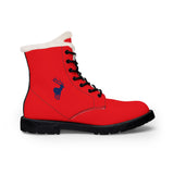 ZeLimited Male Elk Silhouette Men's Fur-Lined Boots (Red 2)