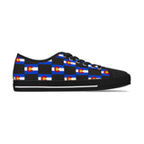 Checkered Colorado Flag Women's Low Top Sneakers (Black Background)