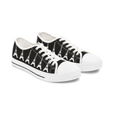 PARIZ Eiffel Tower Women's Low Top Sneakers (black with white)