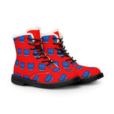 Blue Bear Men’s Fur-Lined Leather Boots (Red Background)