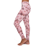 PARIZ Pastel Pink Peonies Leggings (black logo)