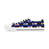 Checkered Colorado Flag Women's Low Top Sneakers (Black Background)
