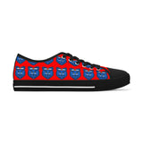 Blue Bear Women's Low Top Sneakers (Red Background)