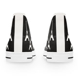PARIZ Eiffel Tower Women's High Top Sneakers (Black with White)